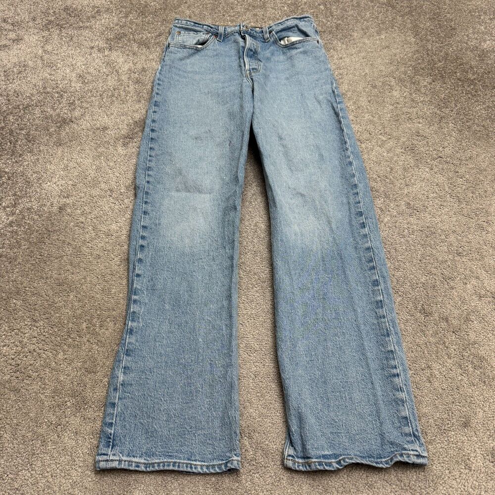 Levi's Premium Ribcage Straight Button Fly Denim Jeans Womens 31 Medium Wash